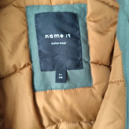 Name It winter jacket with lining and detachable hood for boy like new, size 6, green