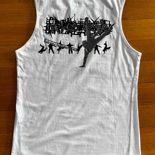 Top N. Apostolopoulos with Back Print like new, white and black, size M