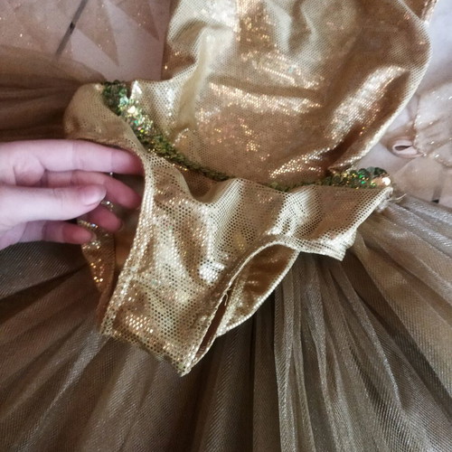 Gold rhythmic gymnastics leotard like new with skirt and sleeves
