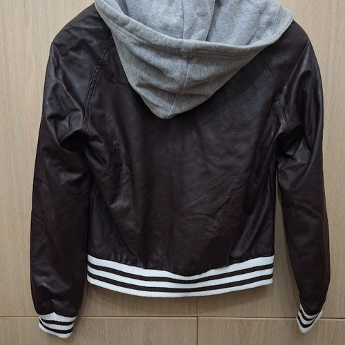 Unisex hooded varsity jacket size Large and Small, like new