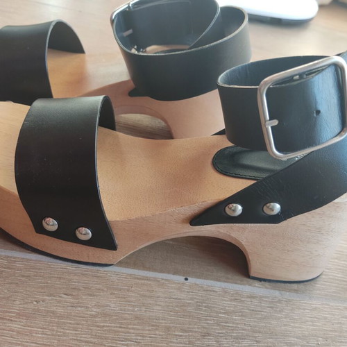 Zara wooden clogs sandals platform leather boho chic summer 38