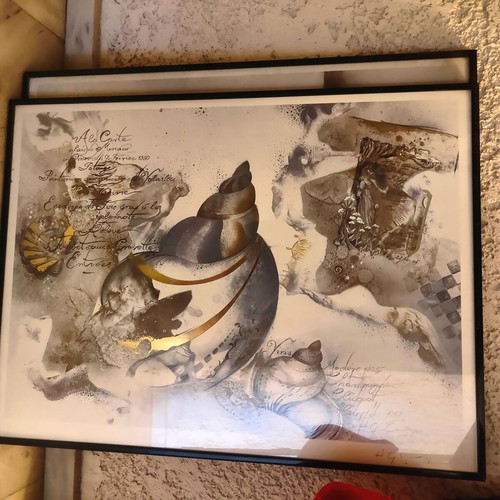 Paintings with gold details and shells set 80×60 like new