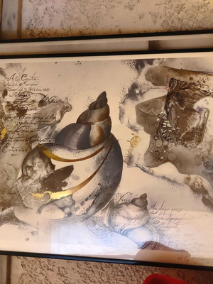 Paintings with gold details and shells set 80×60 like new