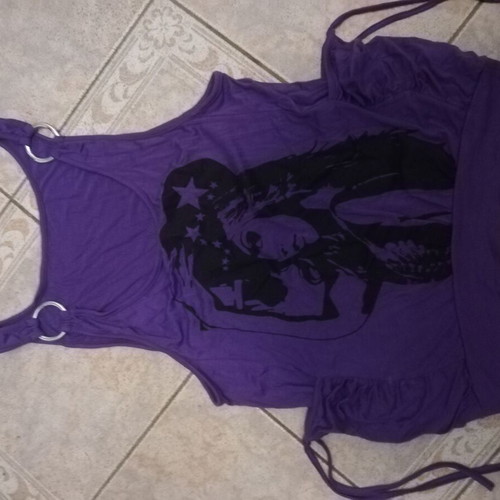 Women's blouse used M/L purple with rings on straps