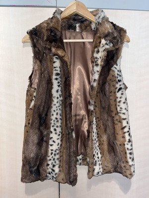 Γούνινο γιλέκο με animal print, χειροποίητο, σαν καινούργιο, νούμερα S-M