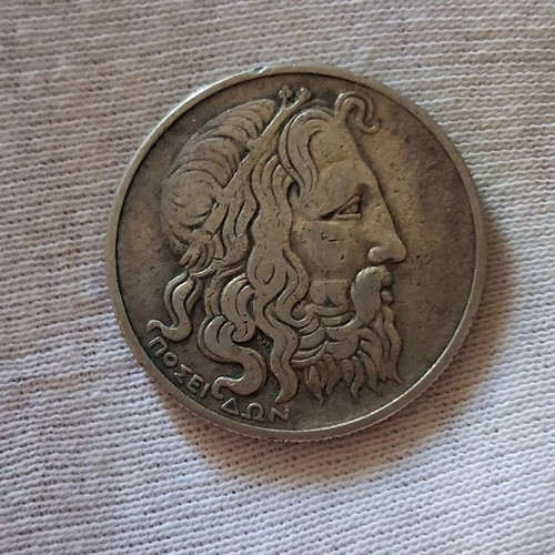 20 Drachmae 1930 Poseidon coin used, 50% silver