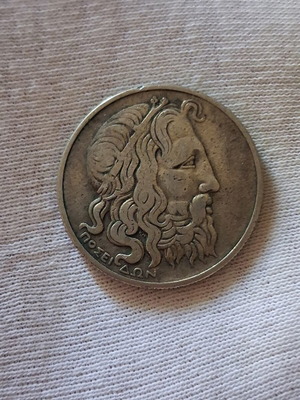 20 Drachmae 1930 Poseidon coin used, 50% silver