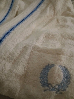 Alkion Large Bathrobe new cotton white with blue details