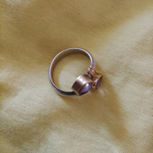 Silver 925 ring with 585 gold and amethyst stones