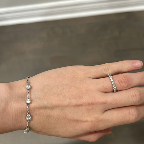 Swarovski jewelry set with bracelet and Matrix Baguette Cut ring like new, silver