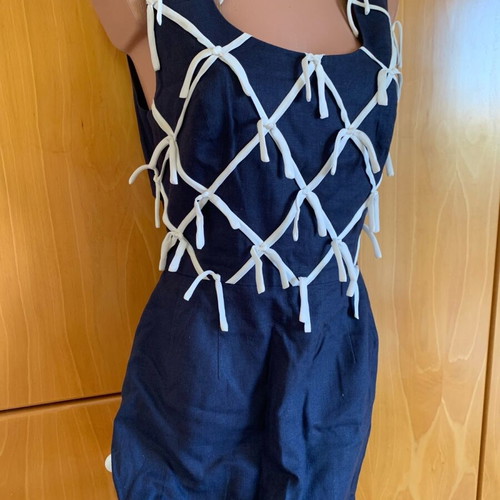 Vintage dress David Warren rayon-linen like new with unique back design