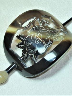 Hair Pin Antique From Carved Horn New
