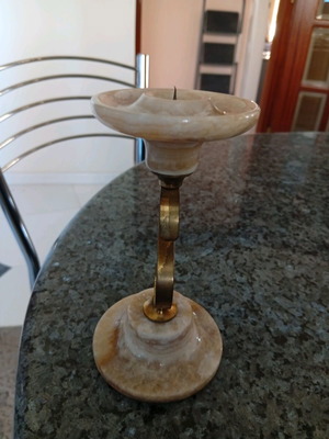 Alabaster and bronze candlestick like new