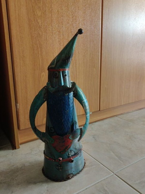 Handmade decorative figure of a gnome from recycled iron like new