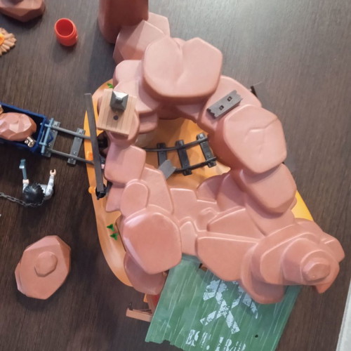 Playmobil Western Mine Playset used, blue box not working