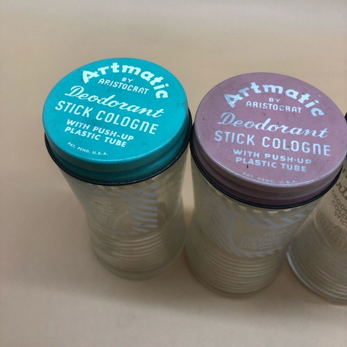 Glass jars used from aromatic deodorant stick cologne, pack of 3, made in USA