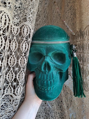 Steampunk KillStar Grave Digger Skull handbag green like new