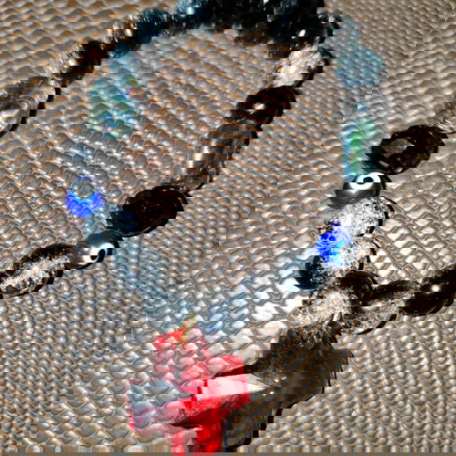 Χειροποίητο βραχιόλι με χάντρες και charm πολύχρωμο, καινούργιο