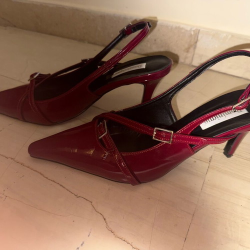 Dominique leather slingback shoes like new, burgundy