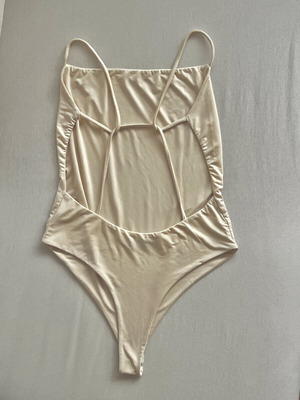 Mind Your Style bodysuit with open back, new, vanilla, size L