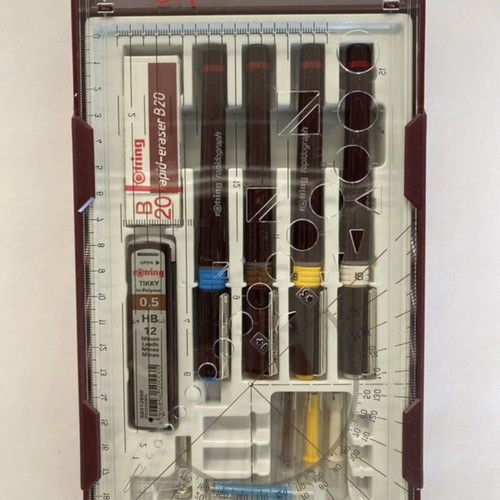 Rotring College Kit new, set of 4 rapidographs with eraser and leads