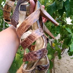 Tsakiris Mallas leather gladiator sandals with animal print, size 39