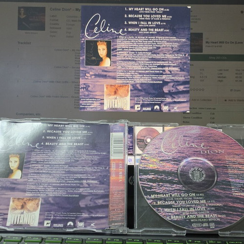Celine Dion My Heart Will Go On CD used, Titanic soundtrack