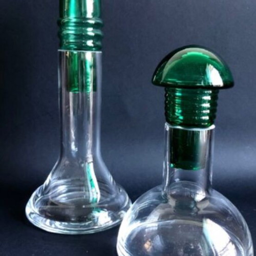 Futuristic glass bottles like new, set of 2 pieces