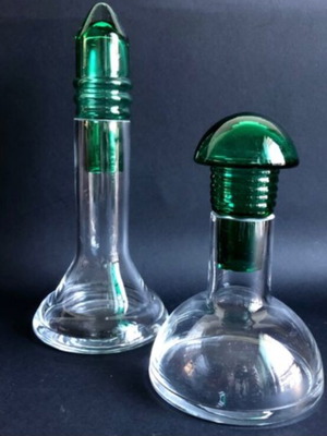 Futuristic glass bottles like new, set of 2 pieces