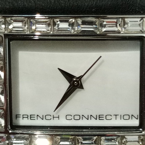 French Connection wristwatch women's new with rhinestones, black