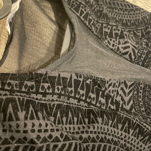 Black mini dress with velvety patterns used, size S from Bershka