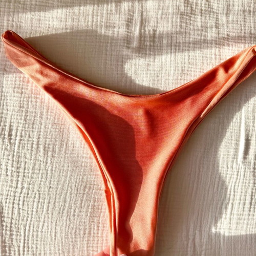 Bikini bottom peach high cut Brazil size L new