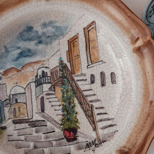 Vintage decorative ceramic wall plate with signature like new