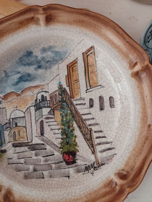 Vintage decorative ceramic wall plate with signature like new