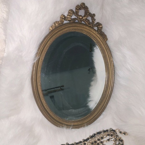 Vintage Art Nouveau antique mirror like new, oval with gold finish