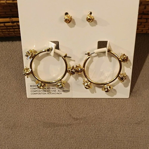 H&M earrings set unused, gold color, three pairs