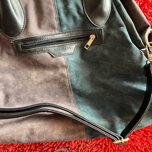 Achilleas large shoulder bag suede real leather like new gray green