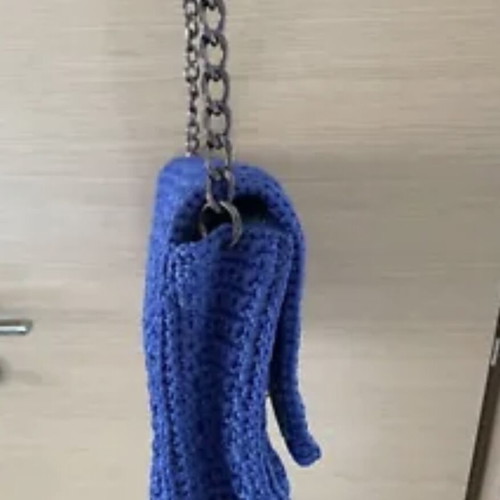 Knitted shoulder bag new, handmade, blue