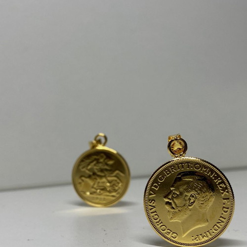 Gold-plated English lira pendant with King George new