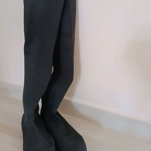 Over-the-knee boots made of knitted fabric, like new, black