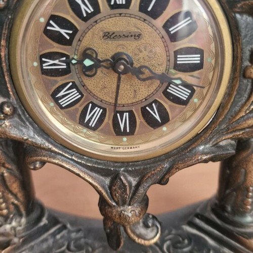 Antique German clock used, brass tabletop