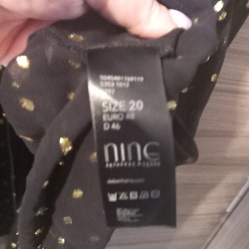 Nine by Savannah Miller black transparent dress new with gold dots