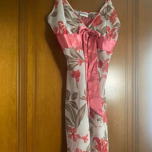 Mystico nightdress and robe set like new, white and pink, size S