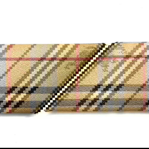 Портфейл Burberry от плат с капак употребяван, класически десен бежов и кафяв