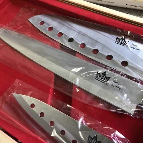 Nara in Asia knife set with wooden box new, 3 pieces