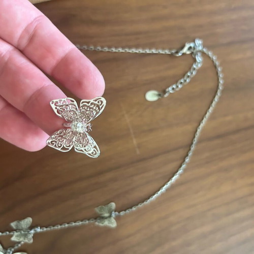 Necklace and ring set with butterflies like new, silver