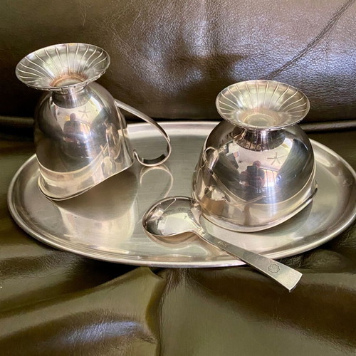 Silver-plated vintage serving set used