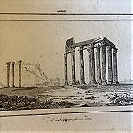 1830 Στήλες Ολυμπίου Διός χαλκογραφία