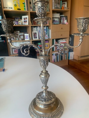 Silver-plated candlestick old used