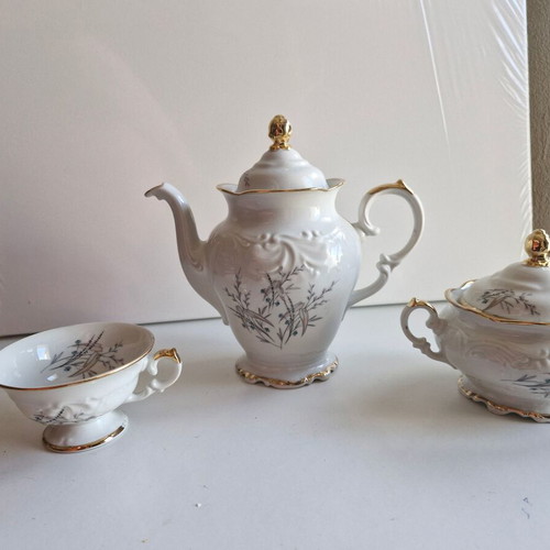 Walbrzych Poland collectible set, 3 pieces, cup, sugar bowl, teapot used